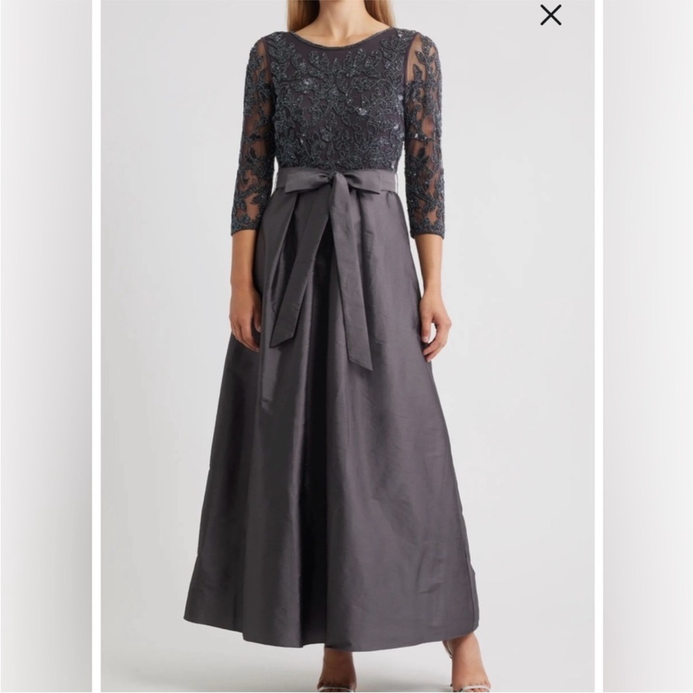 Pisarro Nights Slate Color Embellished Gown